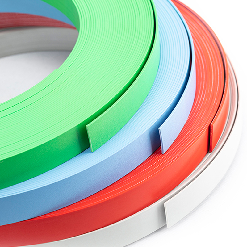 Banda adhesiva de borde de PVC de color sólido aplicada para la fabricación de muebles Banda adhesiva de borde de PVC de color sólido aplicada para la fabricación de muebles