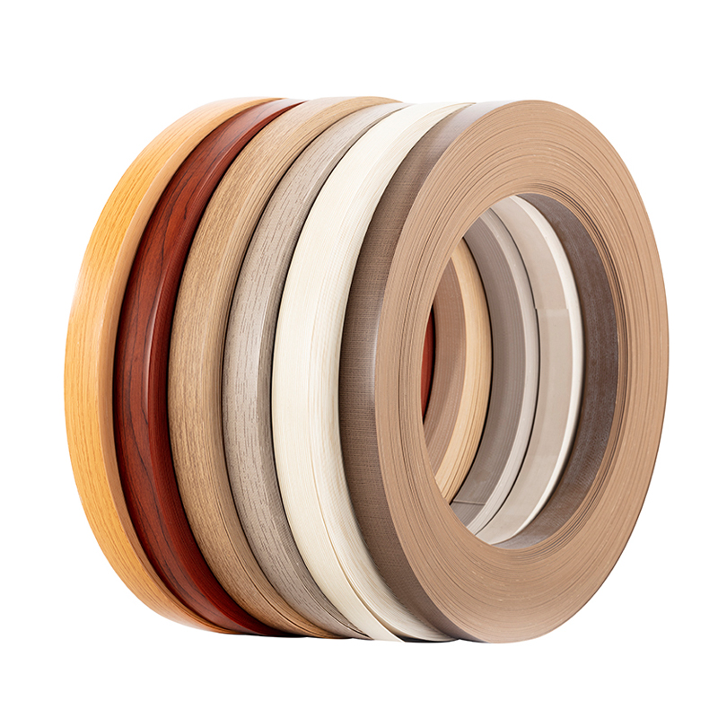 Bandas de borde de PVC con textura de madera prepegada para muebles modernos