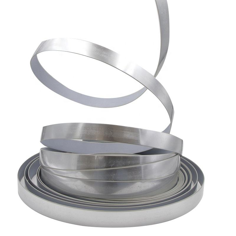 Bandas de borde con efecto aluminio cepillado con película de PET para diseño de muebles modernos