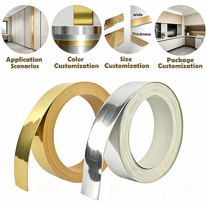 Bandas de borde metálicas cepilladas personalizadas para marcas de muebles de lujo y proyectos OEM Bandas de borde metálicas cepilladas personalizadas para marcas de muebles de lujo y proyectos OEM